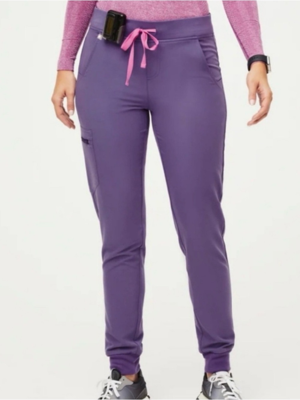 Figs Amethyst Zamora Jogger Scrub Pants Pink Drawcord Size L/P